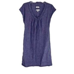 Malvin Linen Blue Chambray Scoopneck Shirt Dress